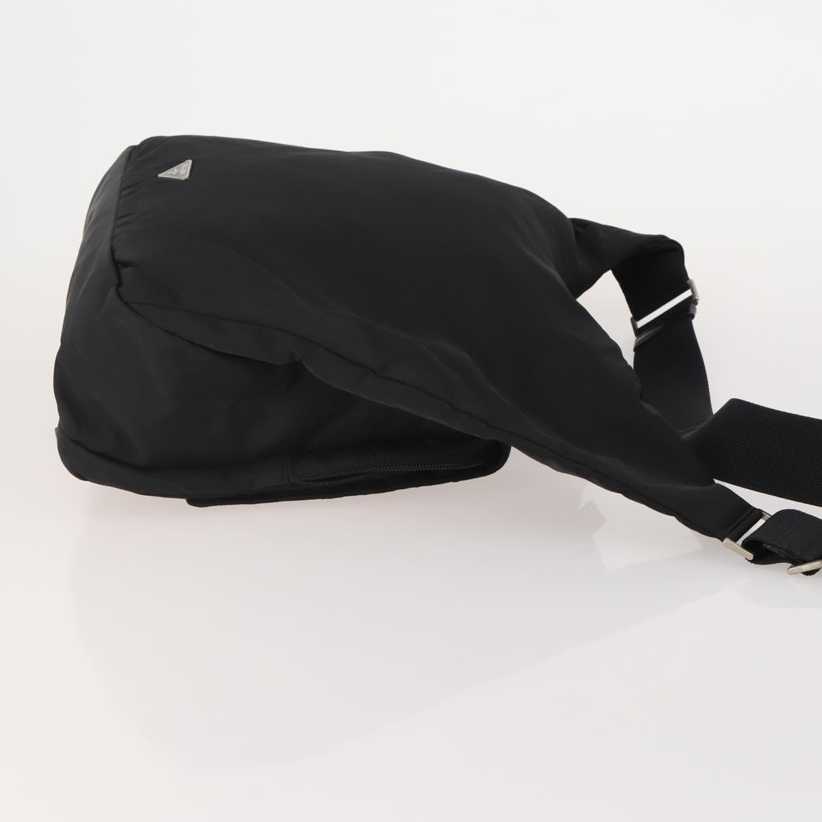 PRADA Shoulder Bag Nylon Black Silver Auth 197886