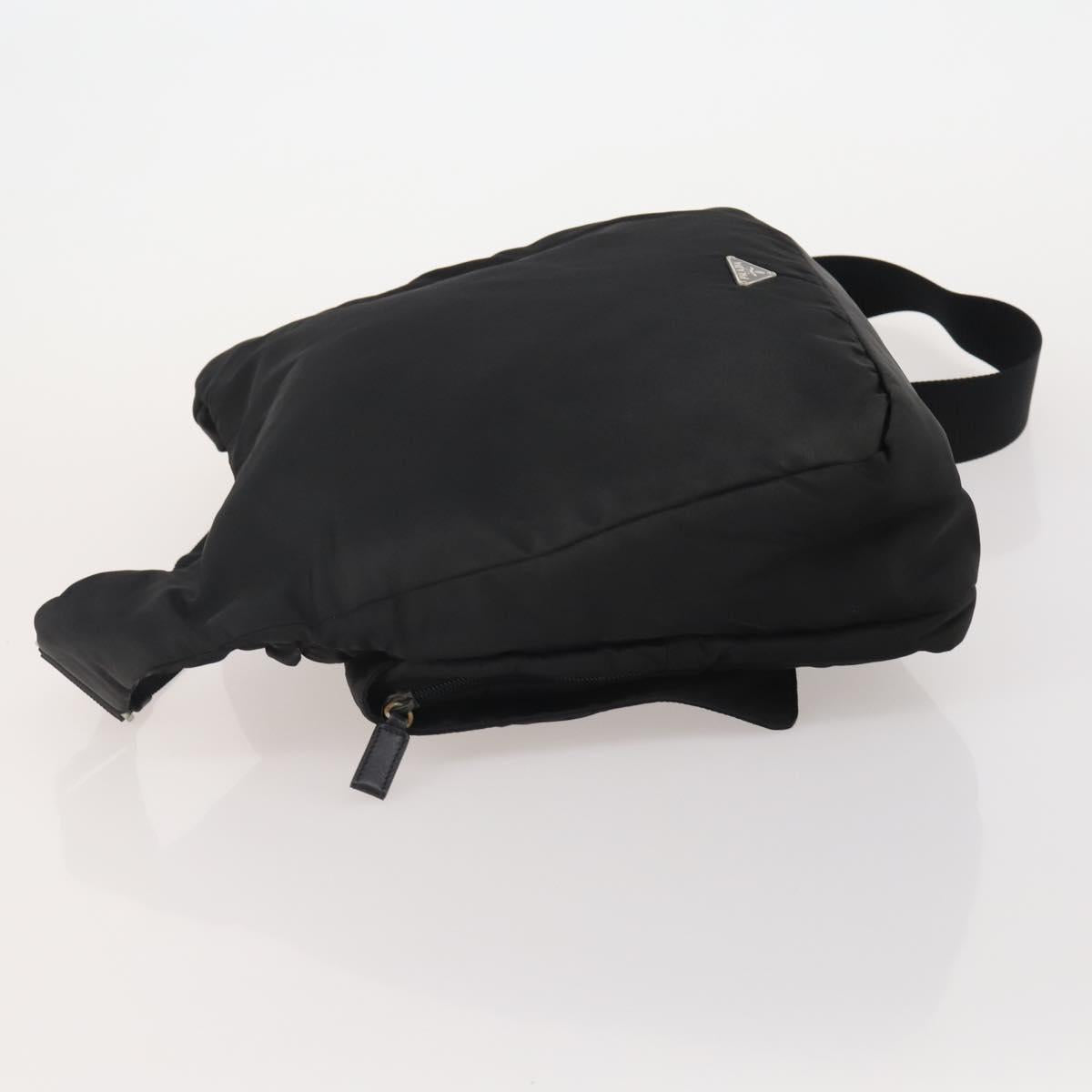 PRADA Shoulder Bag Nylon Black Silver Auth 197886