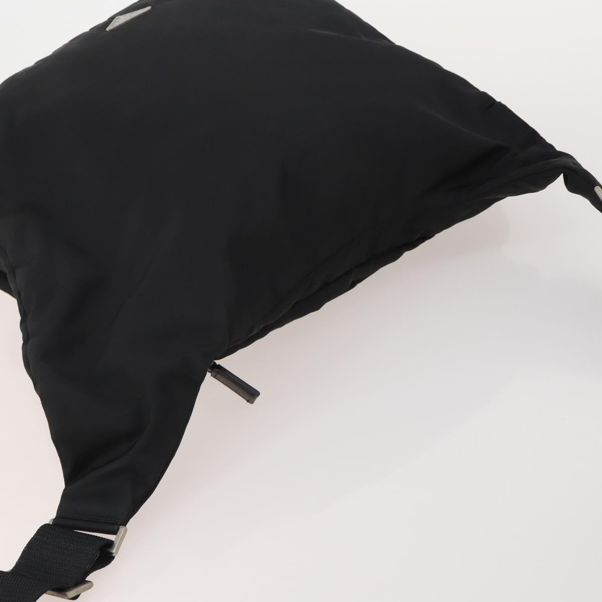 PRADA Shoulder Bag Nylon Black Silver Auth 197886