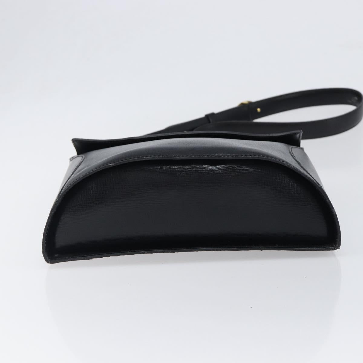 Christian Dior Shoulder Bag Leather Black Gold Auth 197887