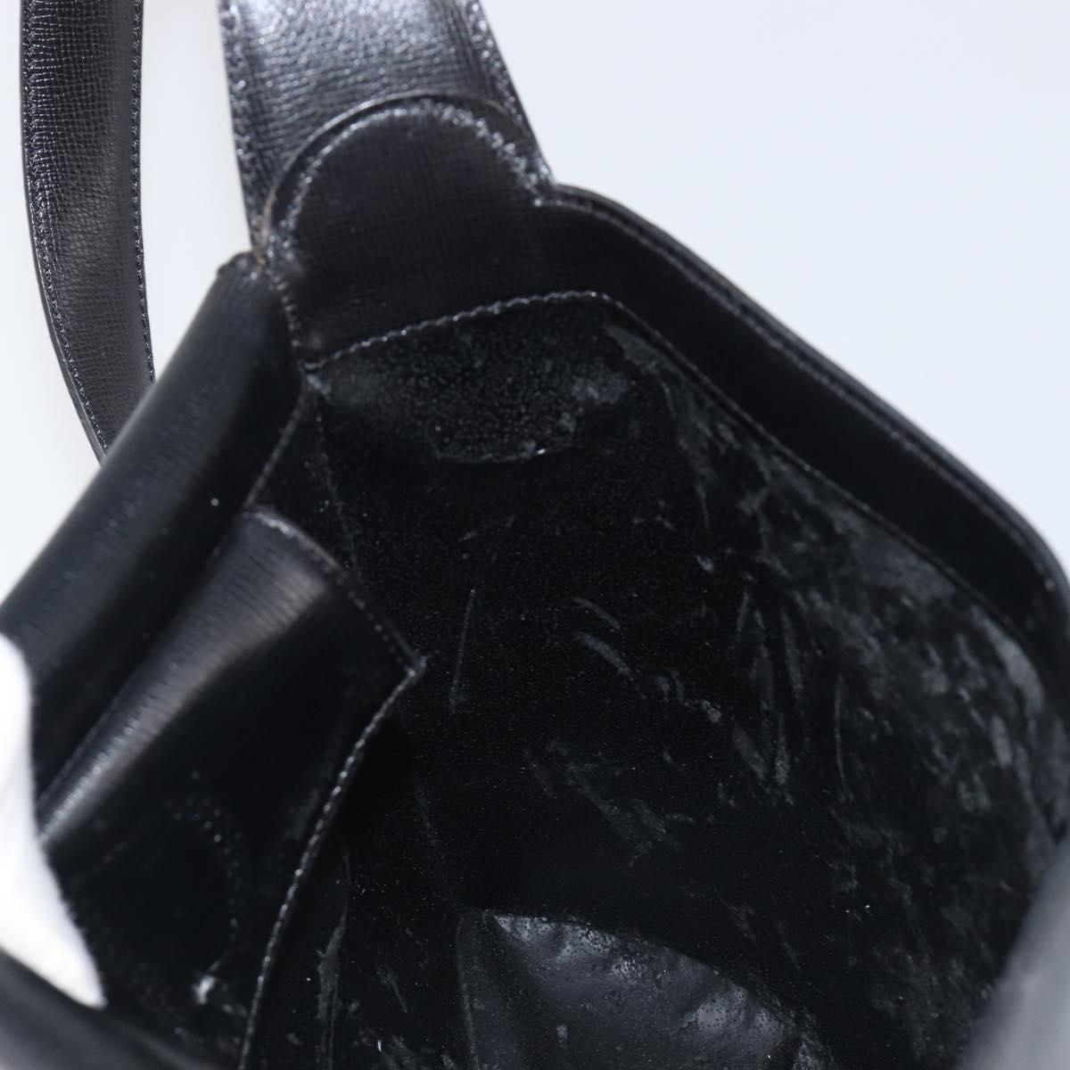 Christian Dior Shoulder Bag Leather Black Gold Auth 197887