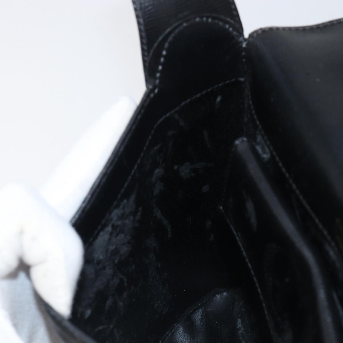 Christian Dior Shoulder Bag Leather Black Gold Auth 197887
