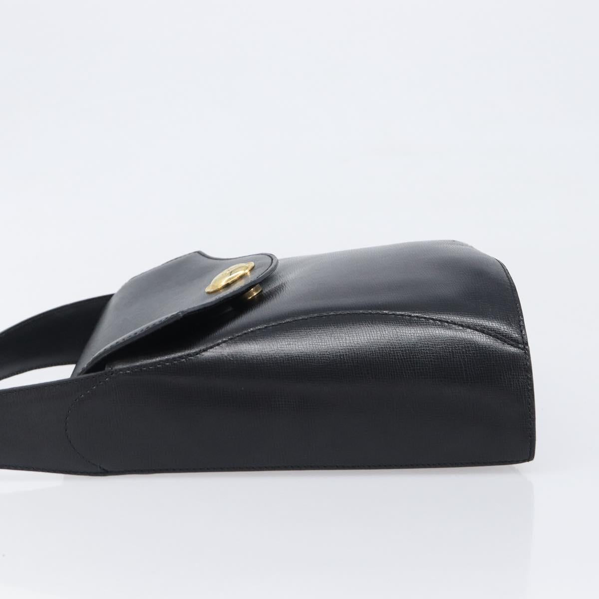Christian Dior Shoulder Bag Leather Black Gold Auth 197887