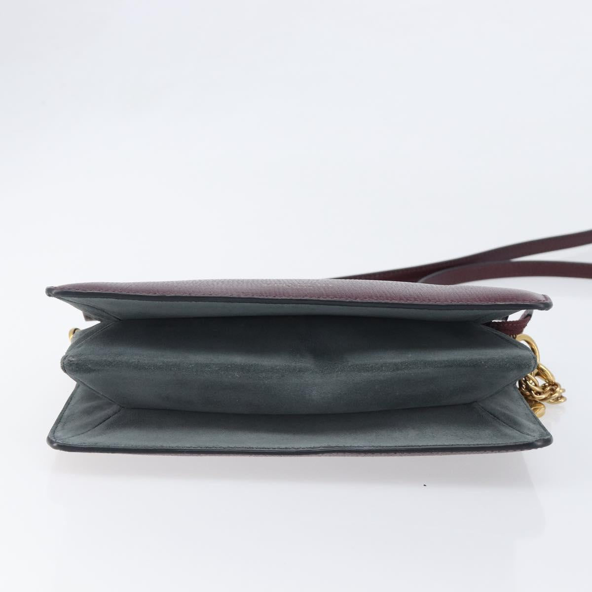 GIVENCHY Chain Shoulder Bag Leather 2way Wine Red Gold Auth 197889A