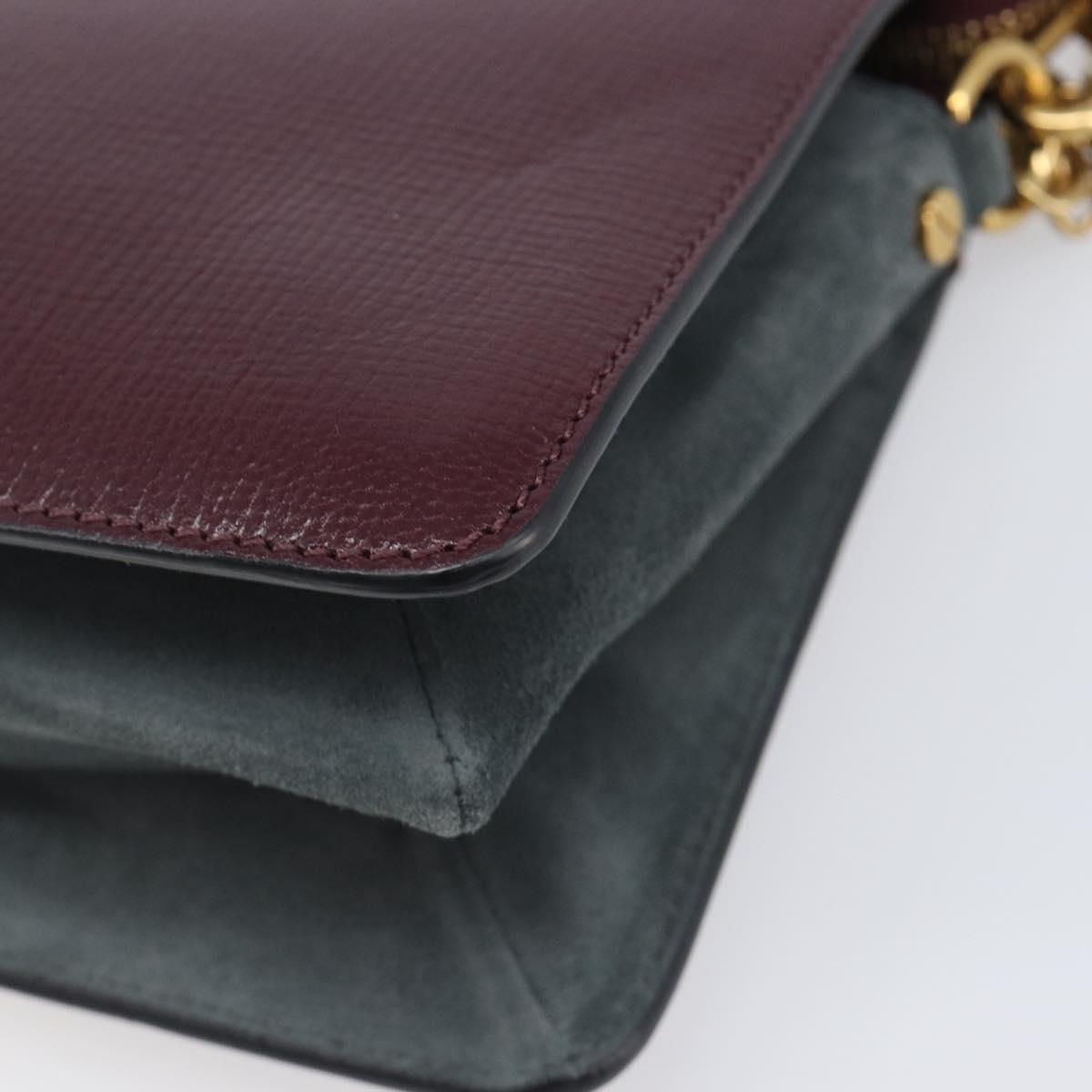 GIVENCHY Chain Shoulder Bag Leather 2way Wine Red Gold Auth 197889A