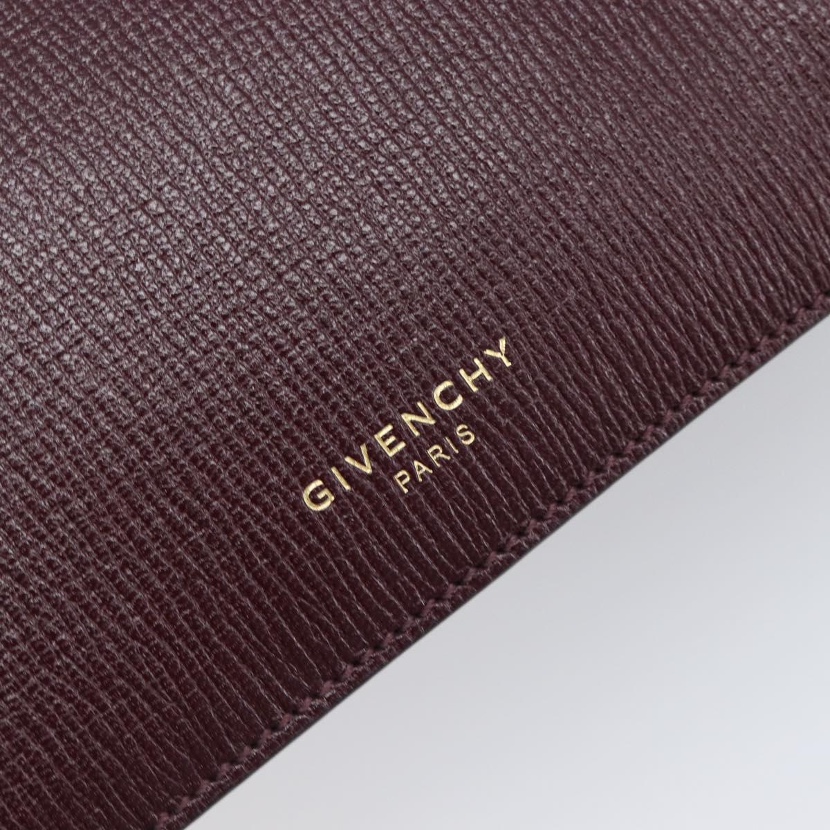 GIVENCHY Chain Shoulder Bag Leather 2way Wine Red Gold Auth 197889A