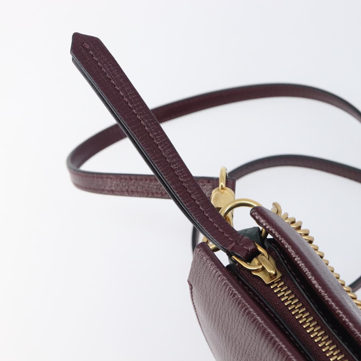 GIVENCHY Chain Shoulder Bag Leather 2way Wine Red Gold Auth 197889A