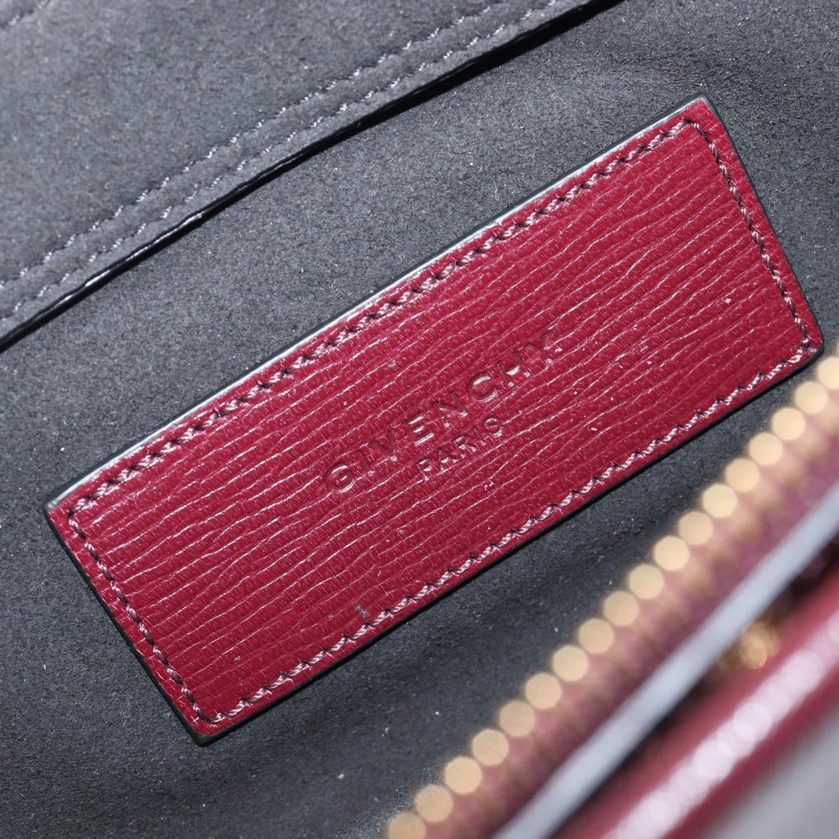 GIVENCHY Chain Shoulder Bag Leather 2way Wine Red Gold Auth 197889A
