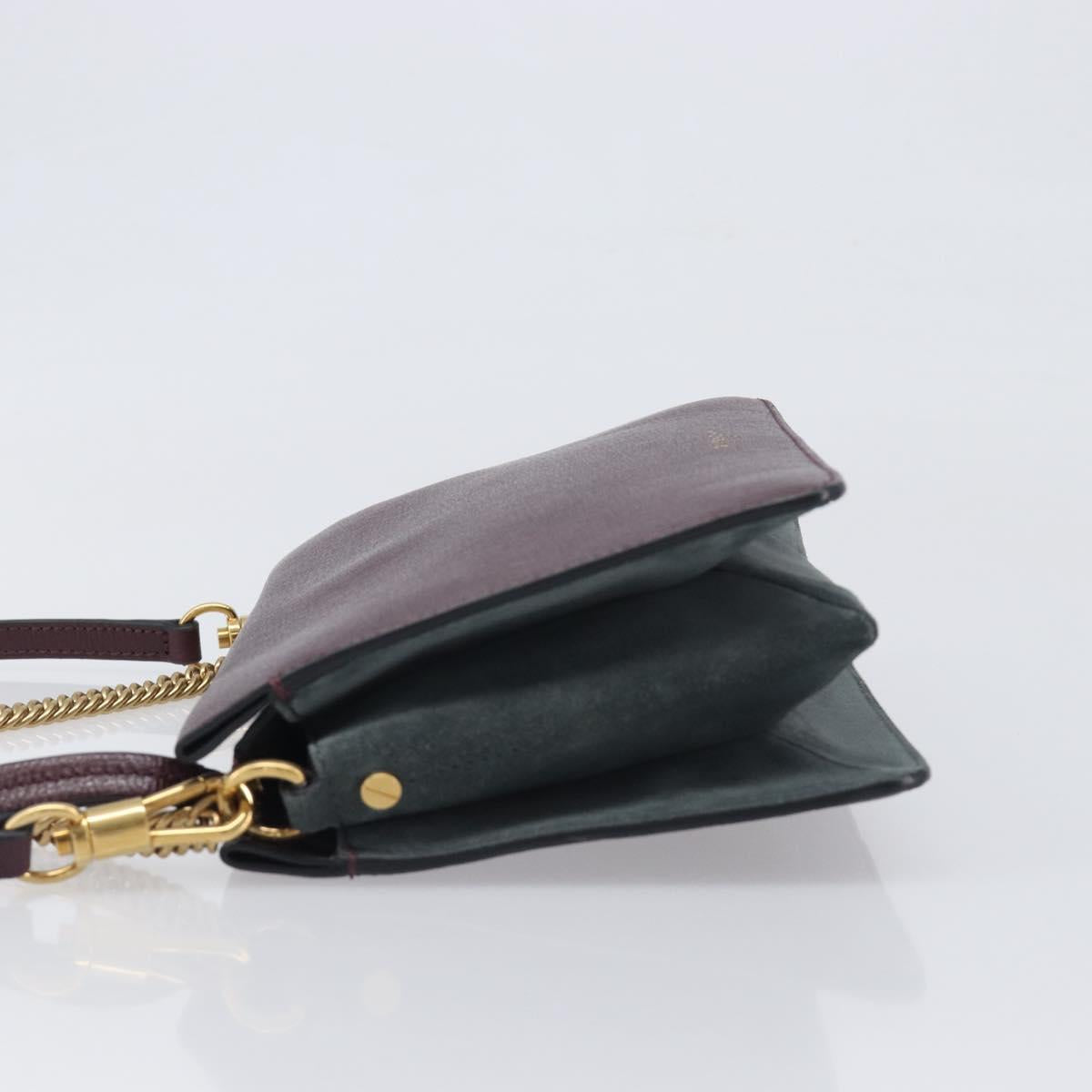 GIVENCHY Chain Shoulder Bag Leather 2way Wine Red Gold Auth 197889A