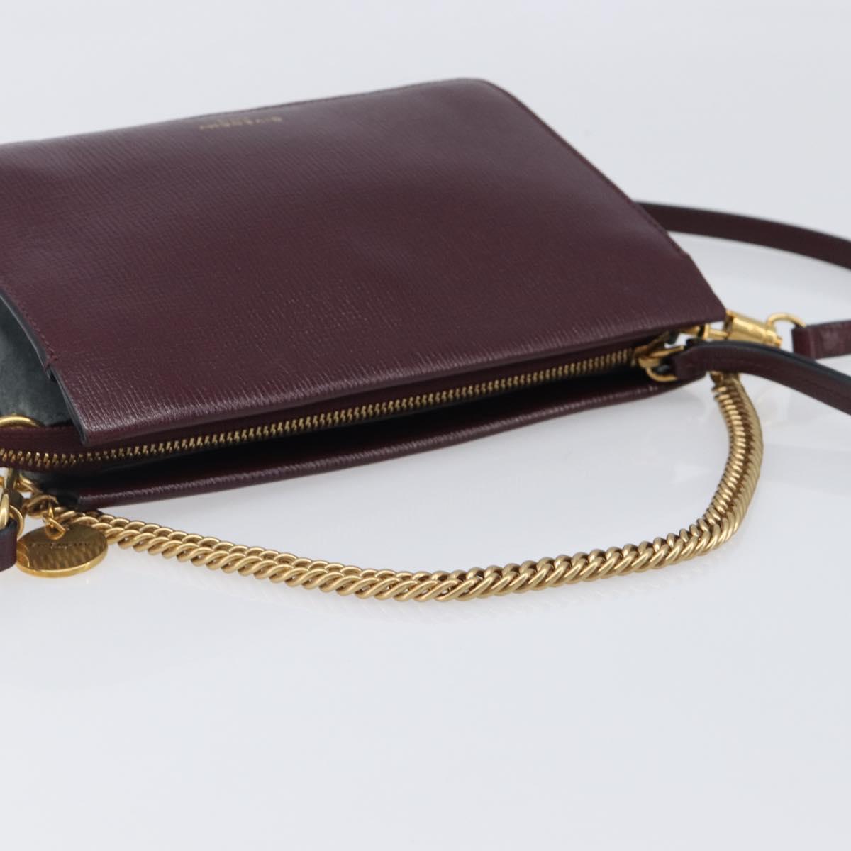 GIVENCHY Chain Shoulder Bag Leather 2way Wine Red Gold Auth 197889A