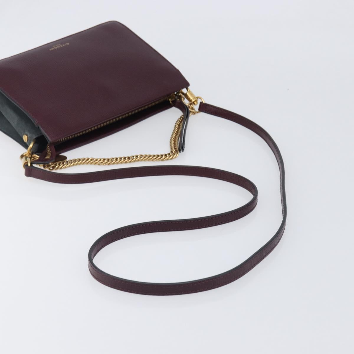 GIVENCHY Chain Shoulder Bag Leather 2way Wine Red Gold Auth 197889A