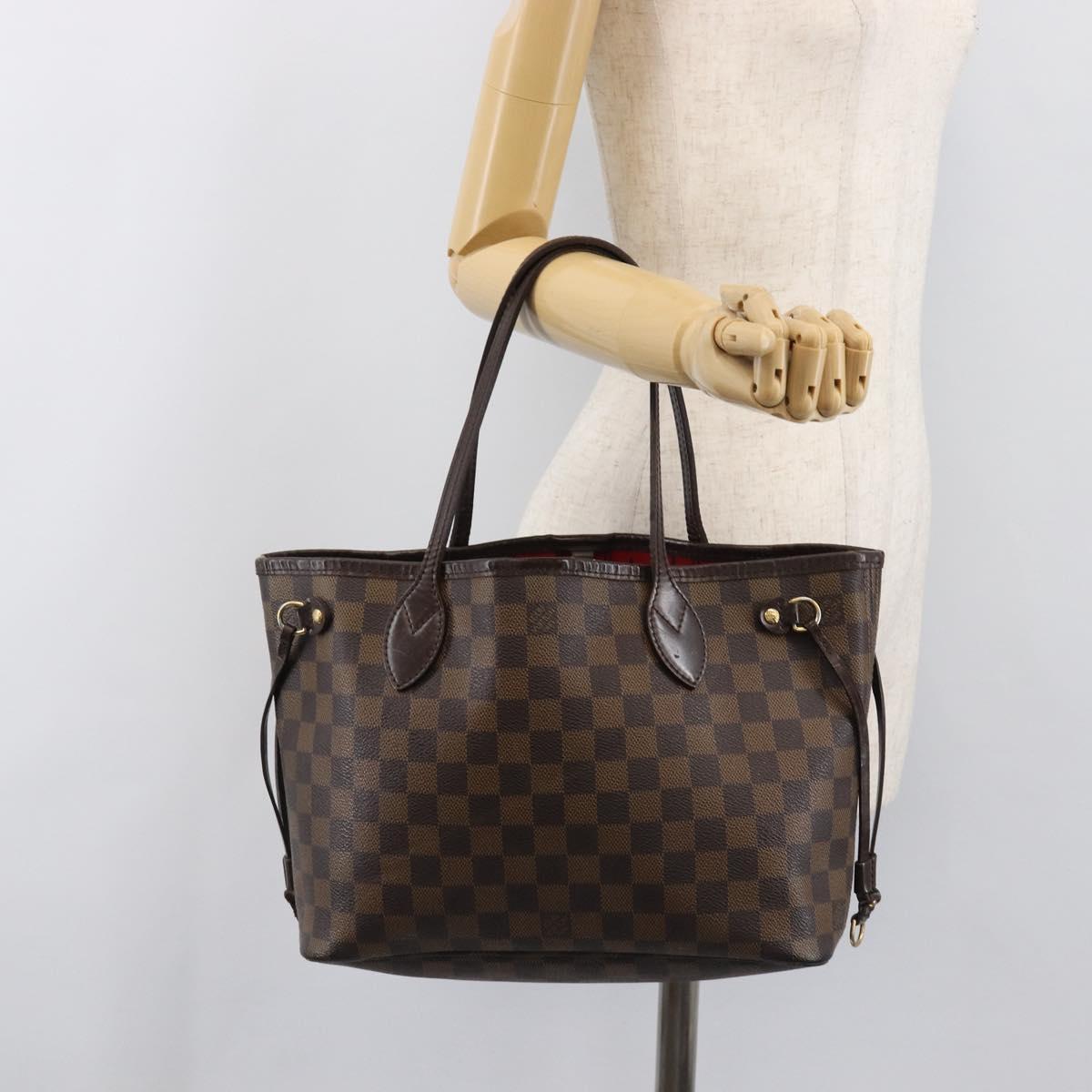 LOUIS VUITTON Damier Ebene Neverfull PM Tote Bag N51109 LV Auth 197891A