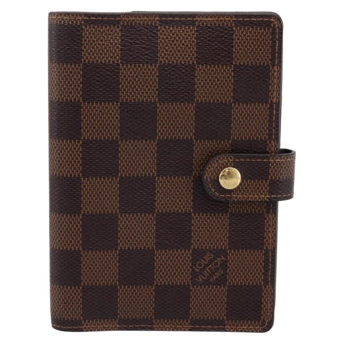 LOUIS VUITTON Damier Ebene Agenda PM Day Planner Cover R20029 LV Auth 197894V