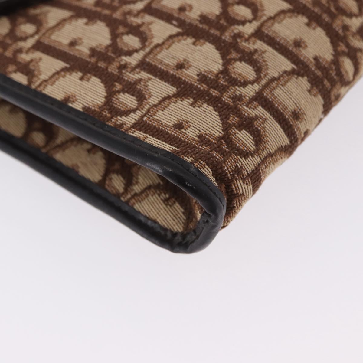 Christian Dior Trotter Canvas Chain Shoulder Bag Beige Gold Auth 197895A