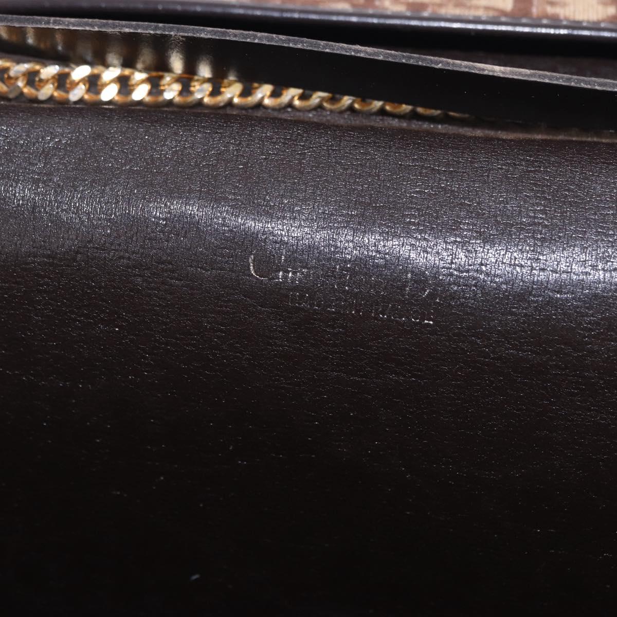 Christian Dior Trotter Canvas Chain Shoulder Bag Beige Gold Auth 197895A