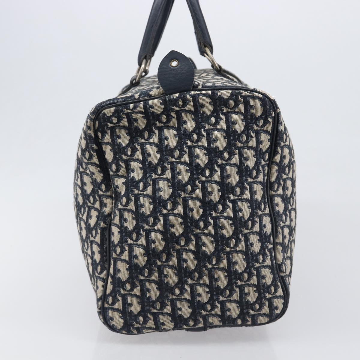 Christian Dior Trotter Canvas Mini Boston Bag Navy Silver Auth 197898A