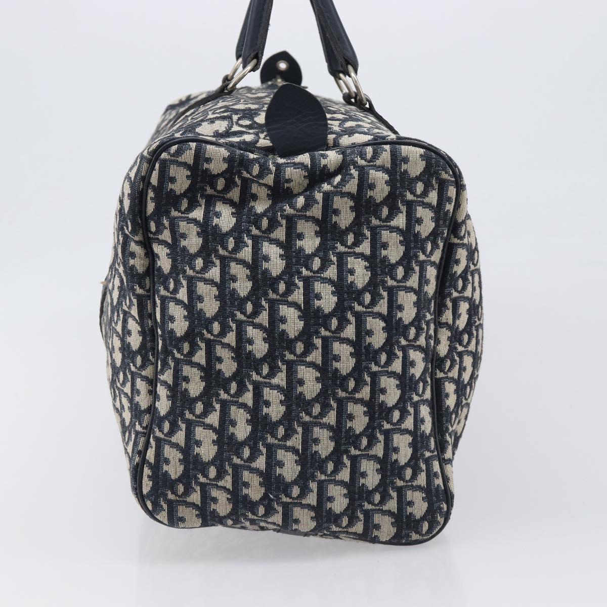 Christian Dior Trotter Canvas Mini Boston Bag Navy Silver Auth 197898A