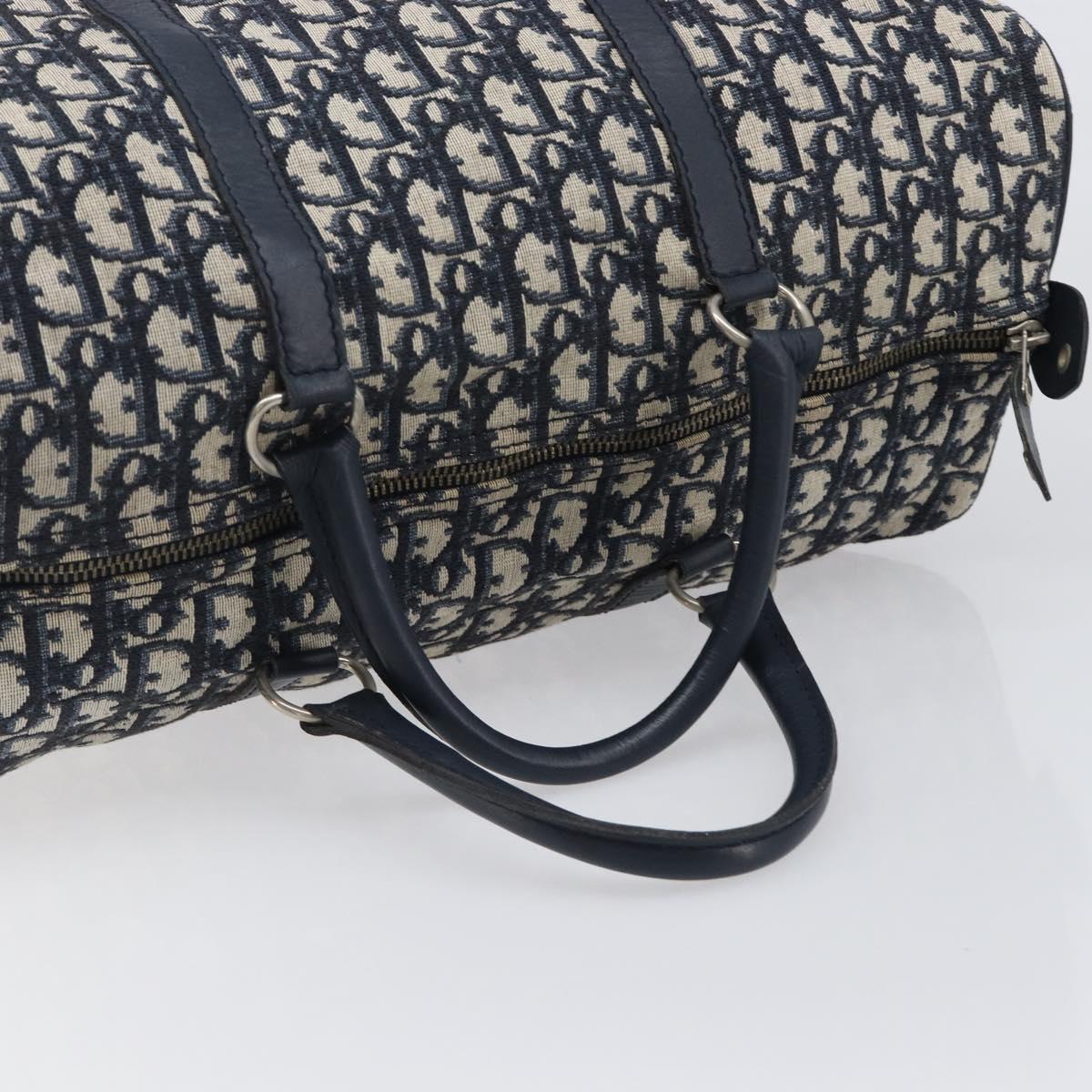 Christian Dior Trotter Canvas Mini Boston Bag Navy Silver Auth 197898A