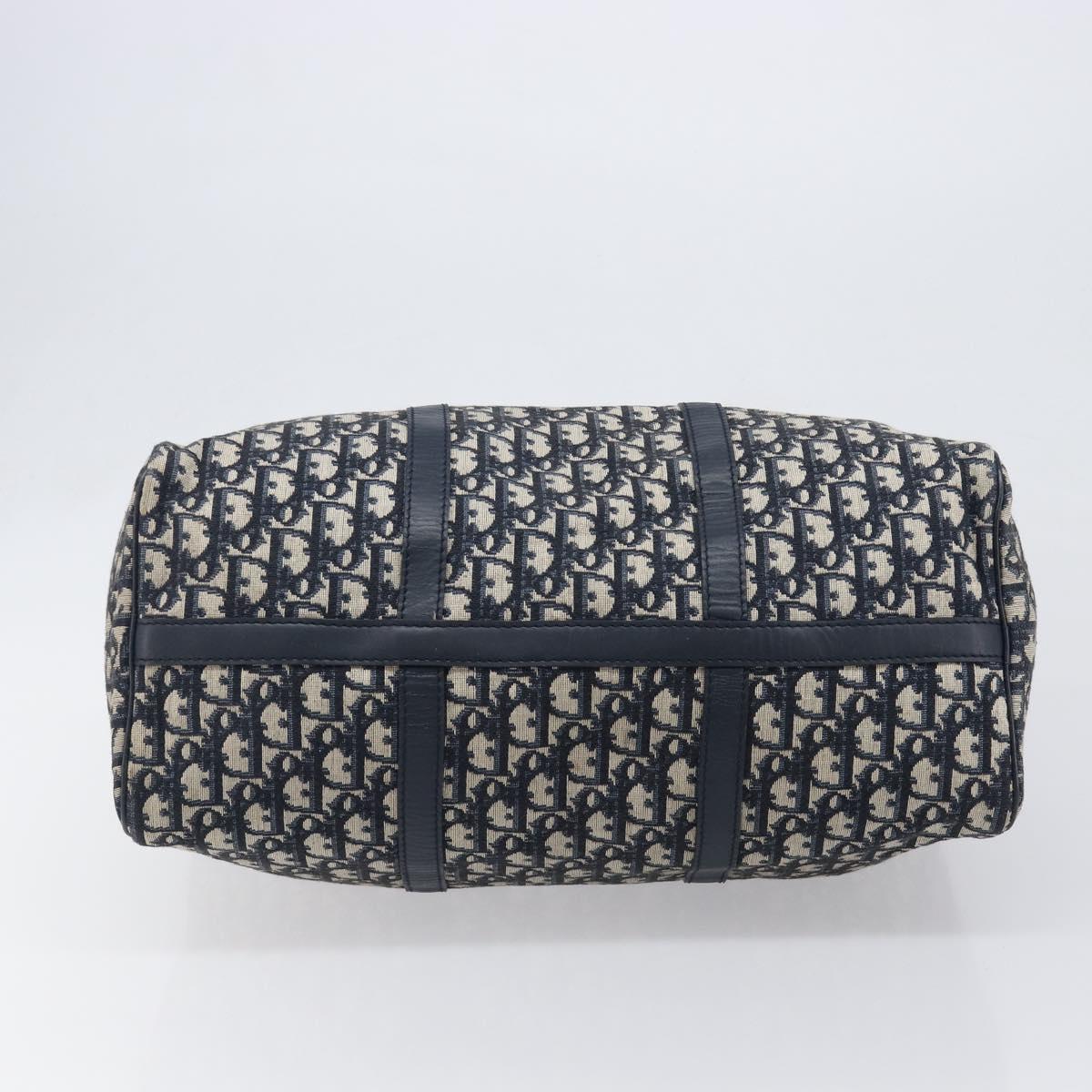 Christian Dior Trotter Canvas Mini Boston Bag Navy Silver Auth 197898A