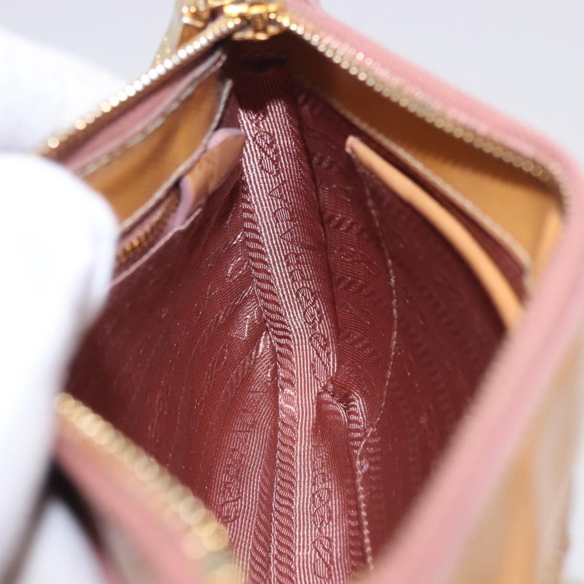 PRADA Chain Hand Pouch Patent Leather Pink Gold Auth 197902V