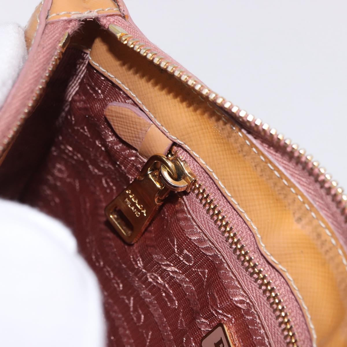 PRADA Chain Hand Pouch Patent Leather Pink Gold Auth 197902V