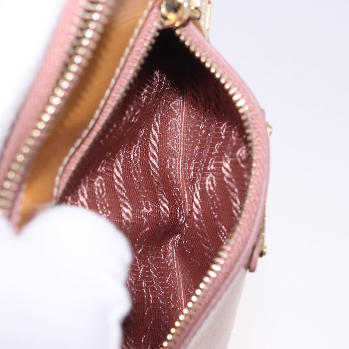 PRADA Chain Hand Pouch Patent Leather Pink Gold Auth 197902V