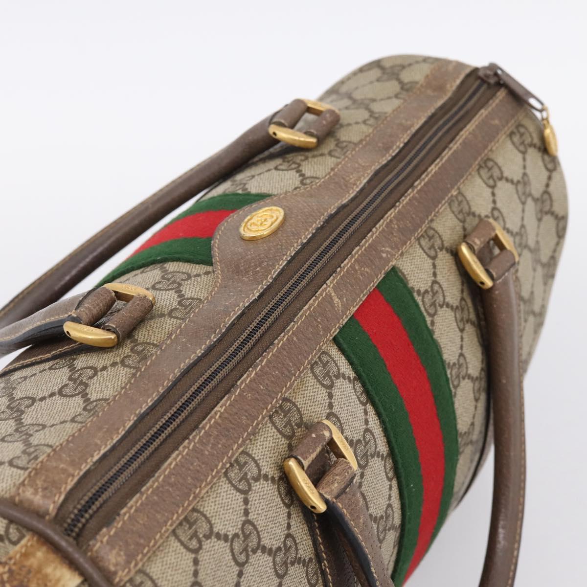 GUCCI GG Supreme Web Sherry Line Hand Bag PVC Beige Gold 40 02 007 Auth 197903
