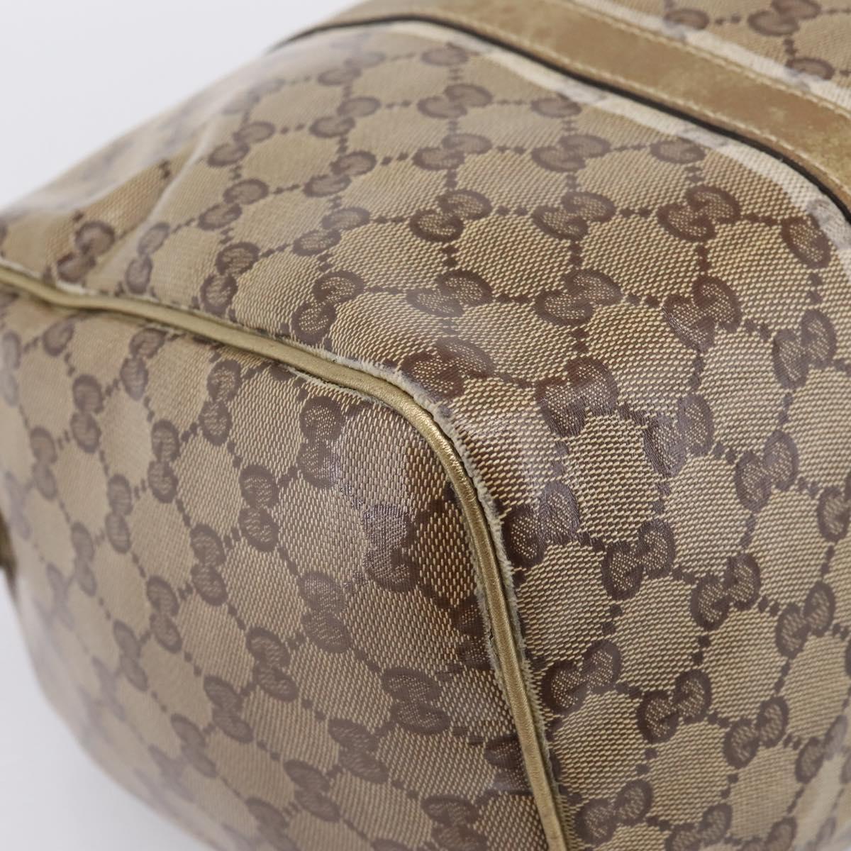 GUCCI GG Crystal Boston Bag Coated Canvas Gold 193603 Auth 197908