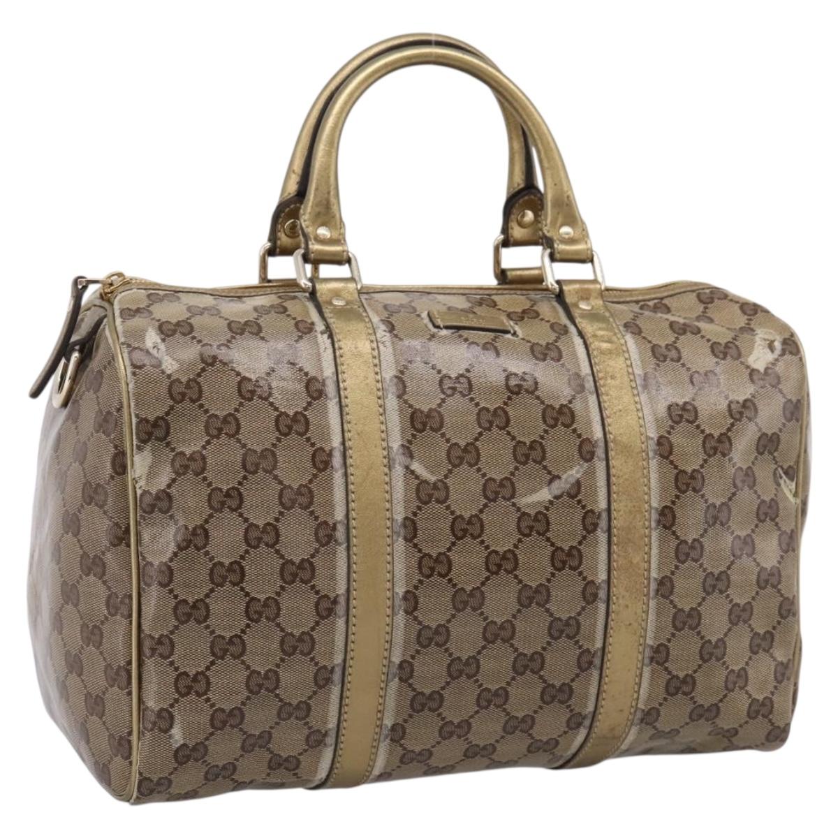 GUCCI GG Crystal Boston Bag Coated Canvas Gold 193603 Auth 197908