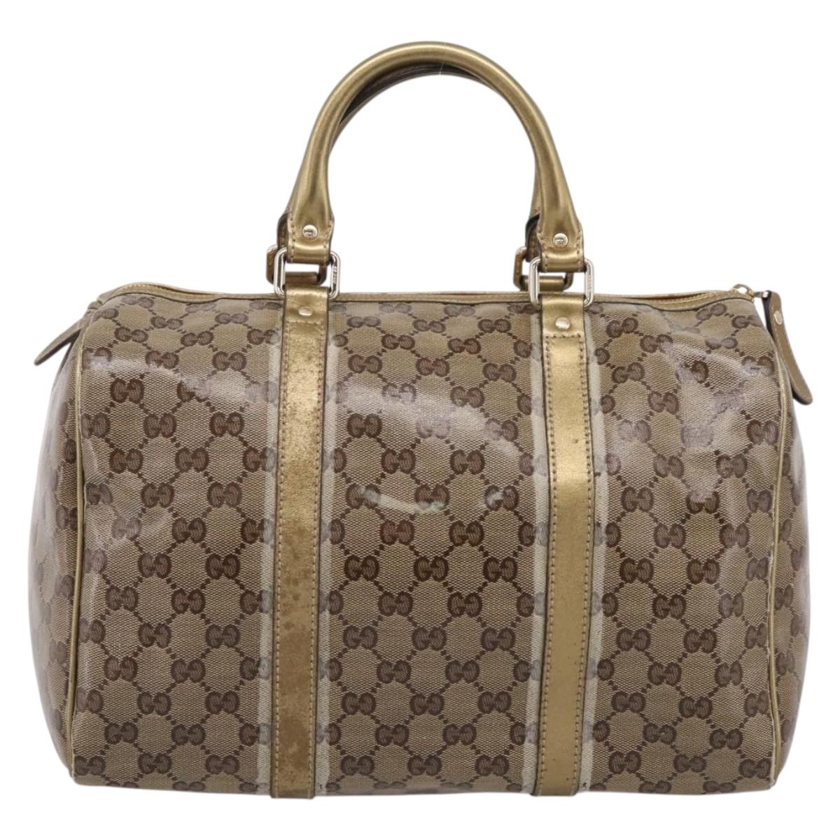 GUCCI GG Crystal Boston Bag Coated Canvas Gold 193603 Auth 197908