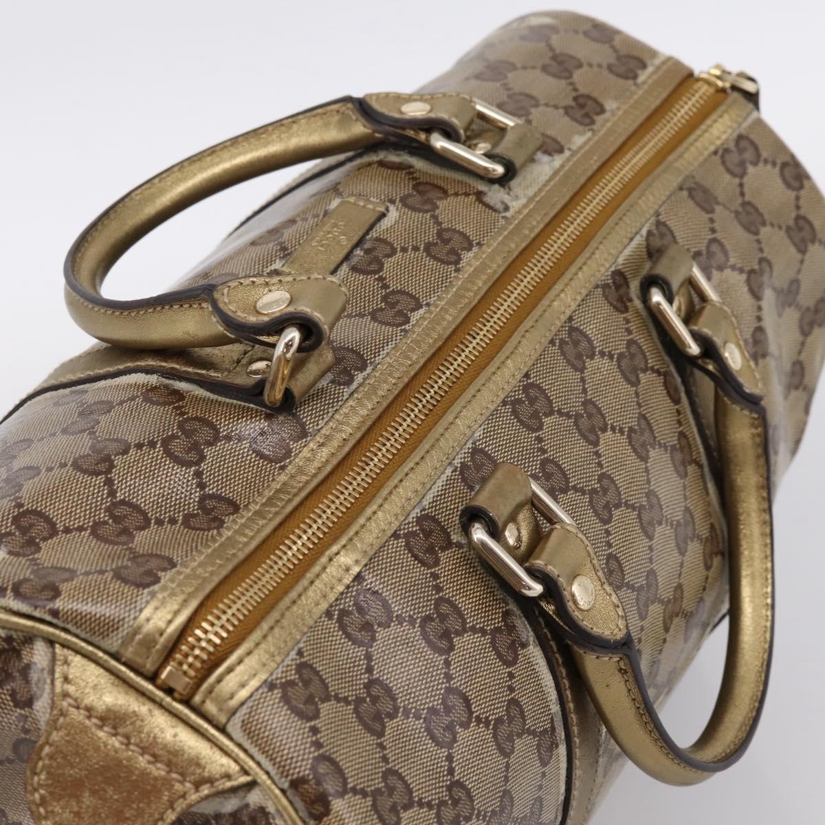 GUCCI GG Crystal Boston Bag Coated Canvas Gold 193603 Auth 197908