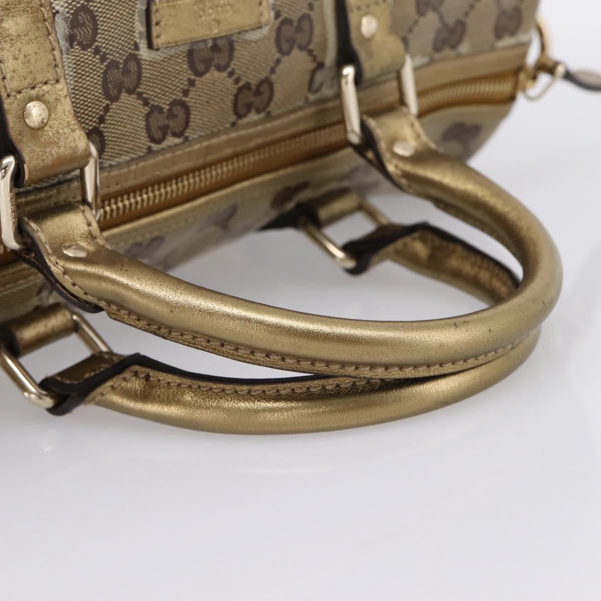 GUCCI GG Crystal Boston Bag Coated Canvas Gold 193603 Auth 197908