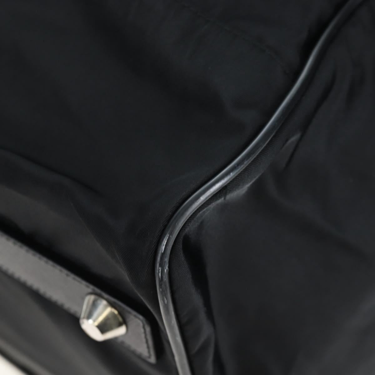 PRADA Boston Bag Nylon 2way Black Silver Auth 197909V