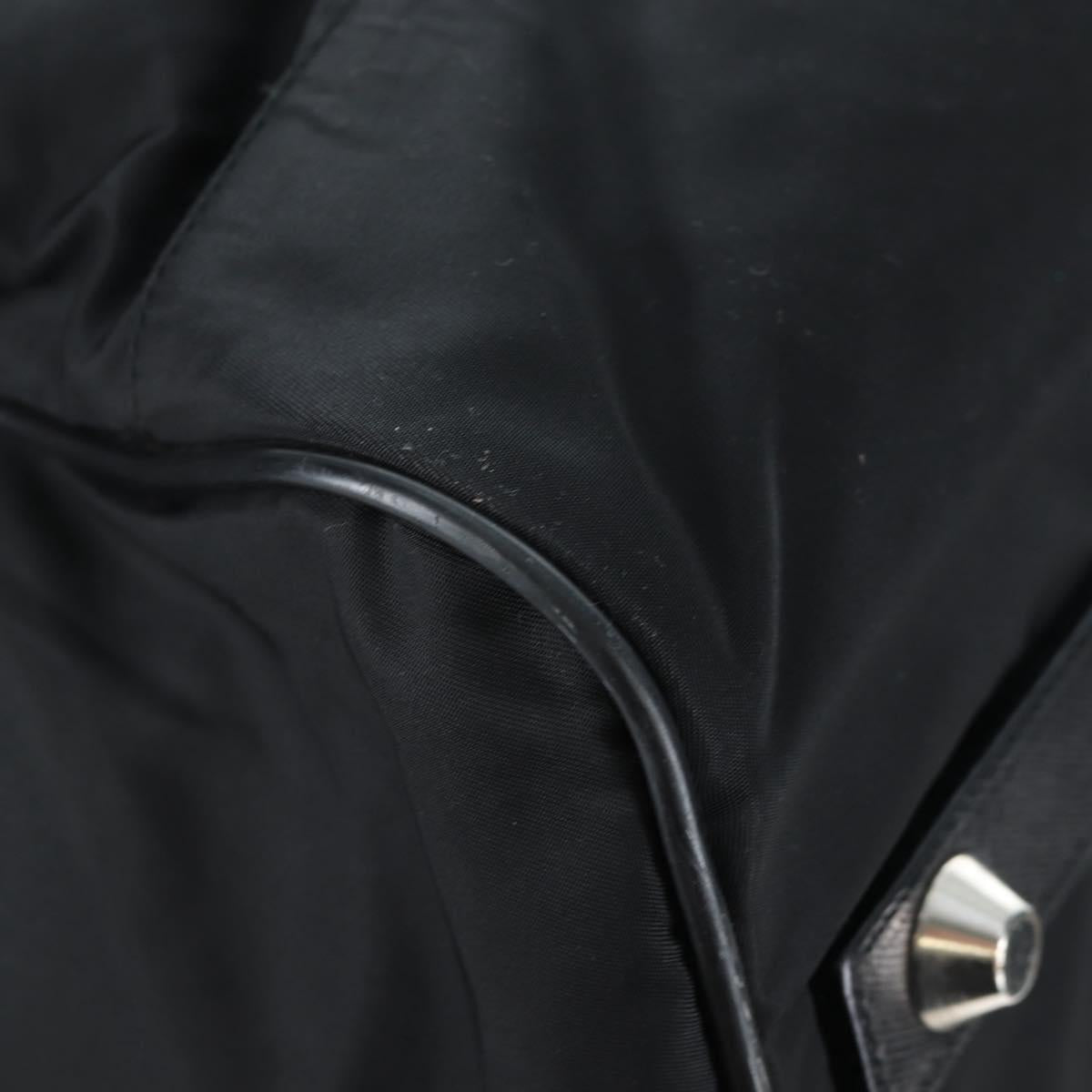 PRADA Boston Bag Nylon 2way Black Silver Auth 197909V