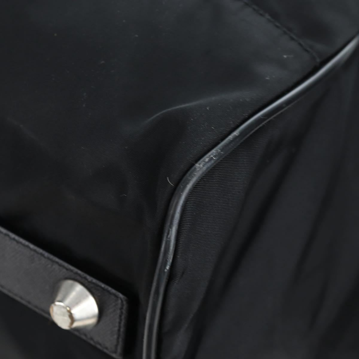 PRADA Boston Bag Nylon 2way Black Silver Auth 197909V