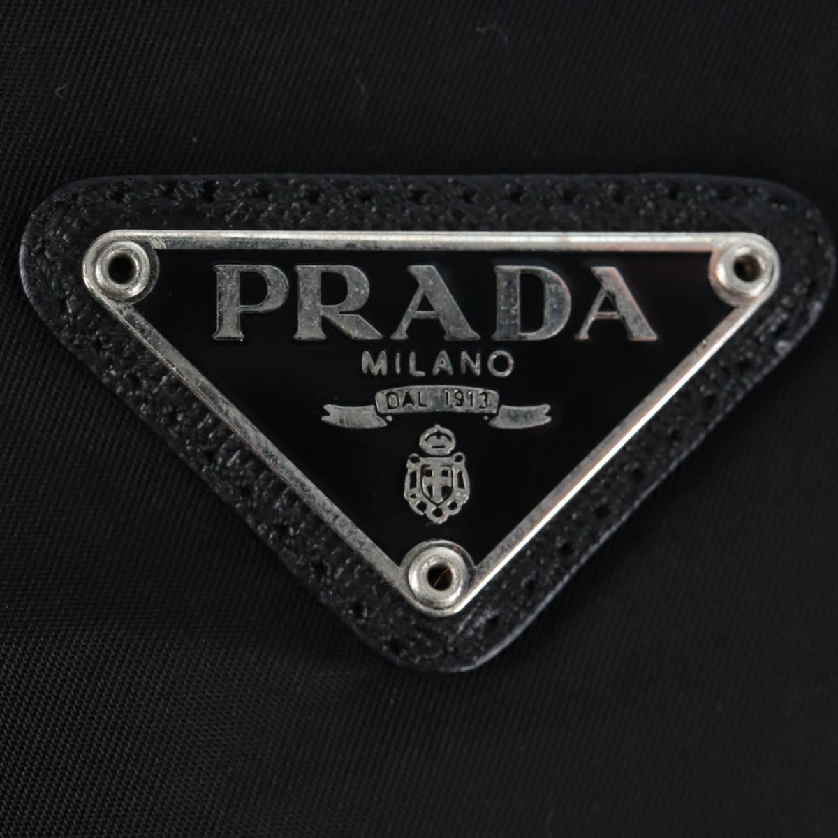 PRADA Boston Bag Nylon 2way Black Silver Auth 197909V