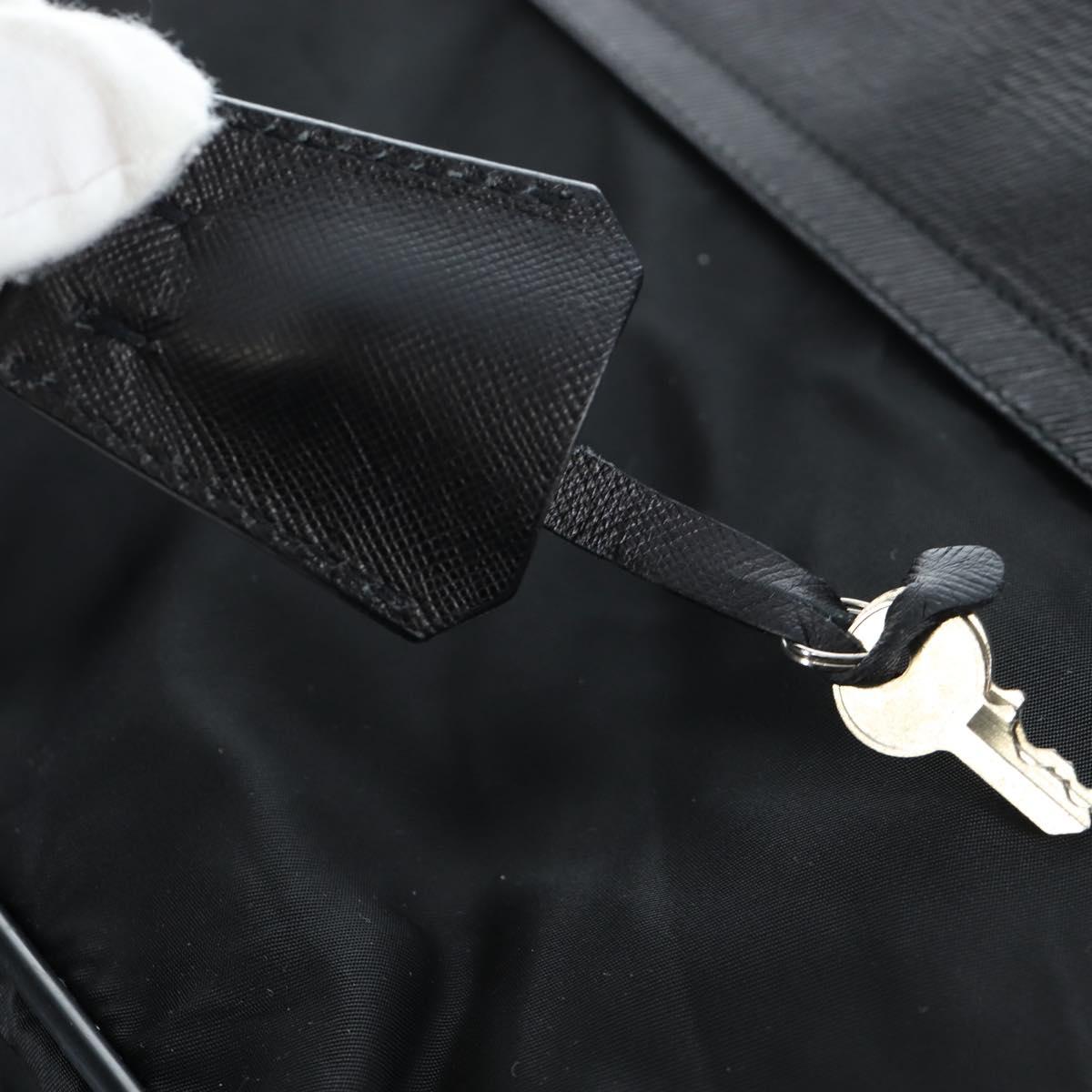 PRADA Boston Bag Nylon 2way Black Silver Auth 197909V