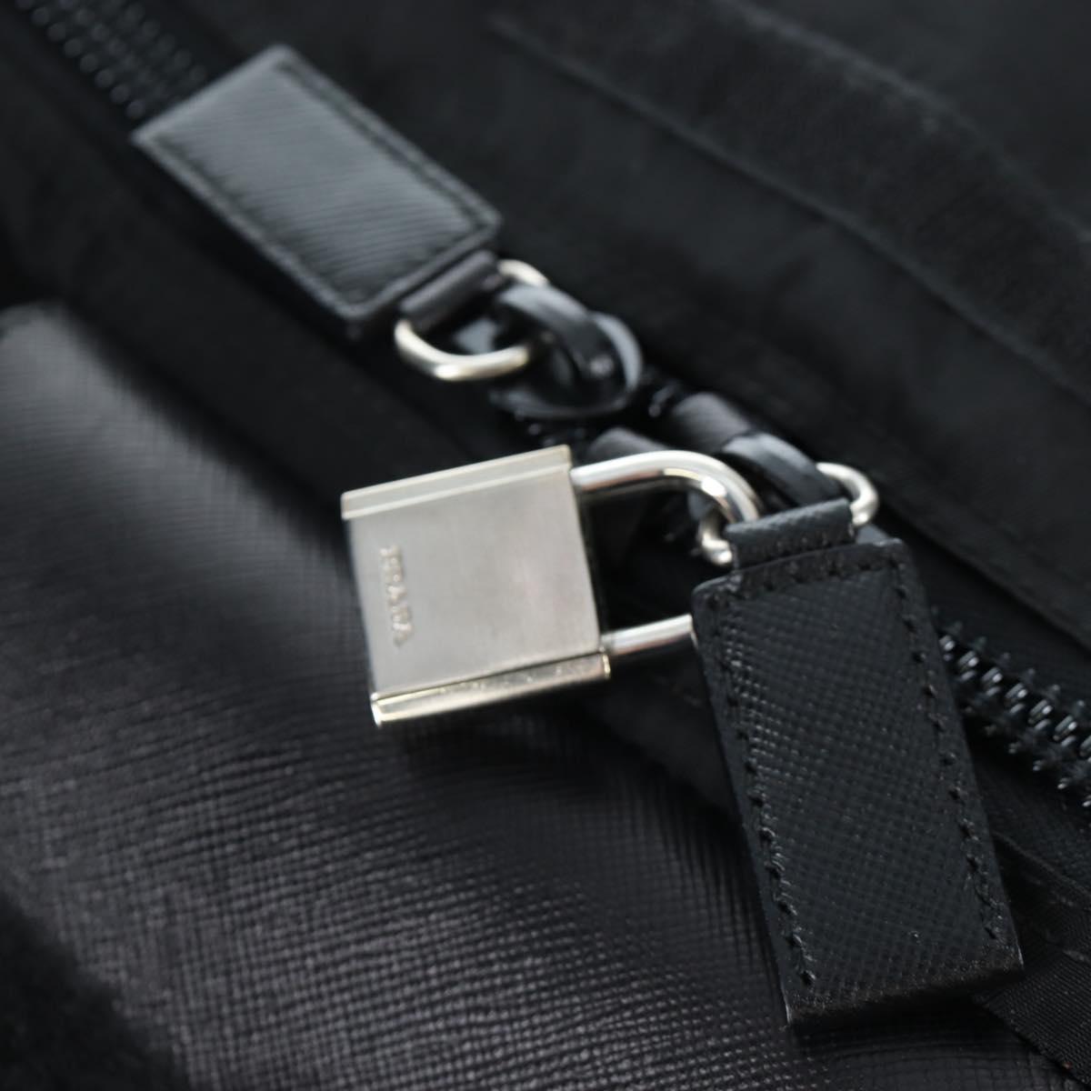 PRADA Boston Bag Nylon 2way Black Silver Auth 197909V