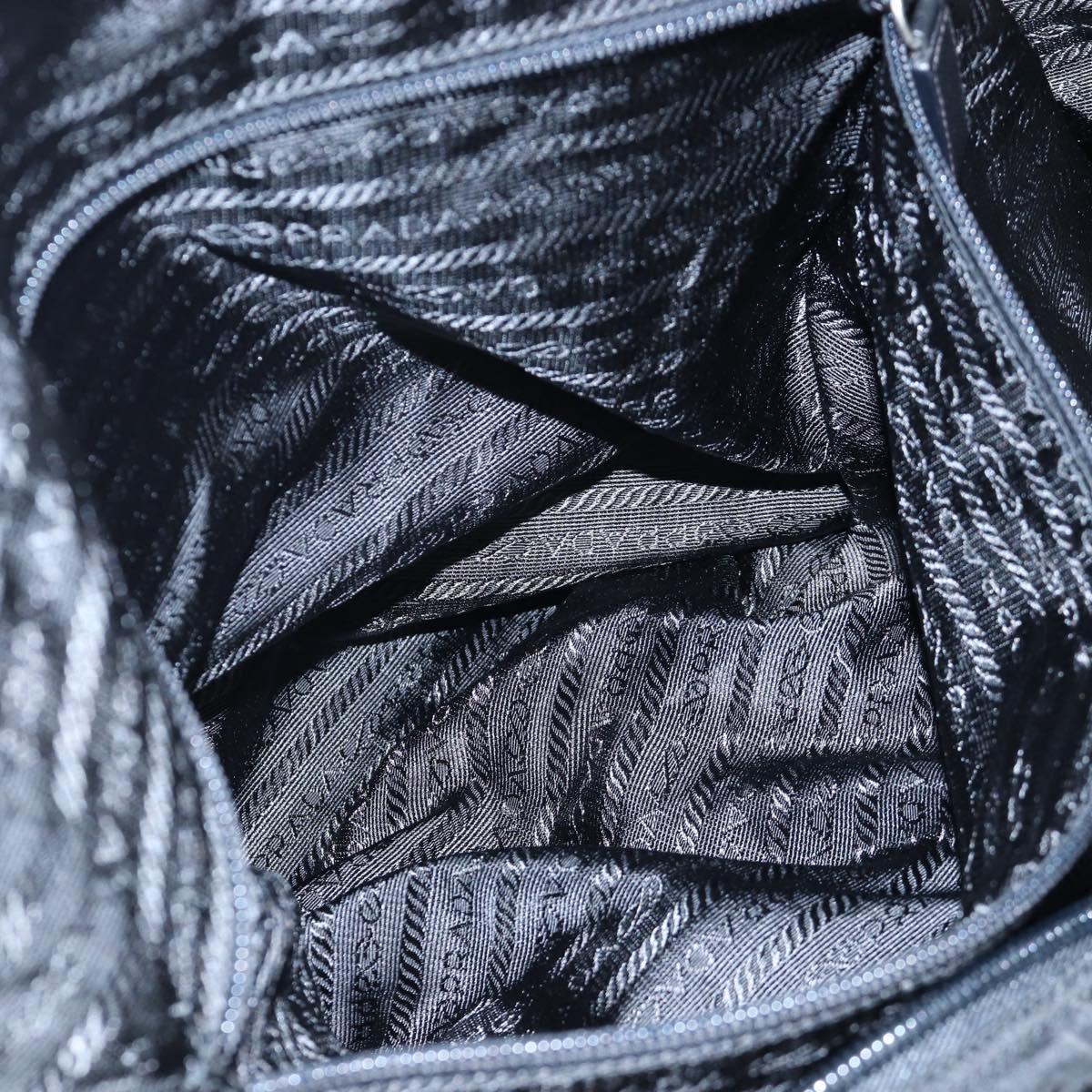 PRADA Boston Bag Nylon 2way Black Silver Auth 197909V