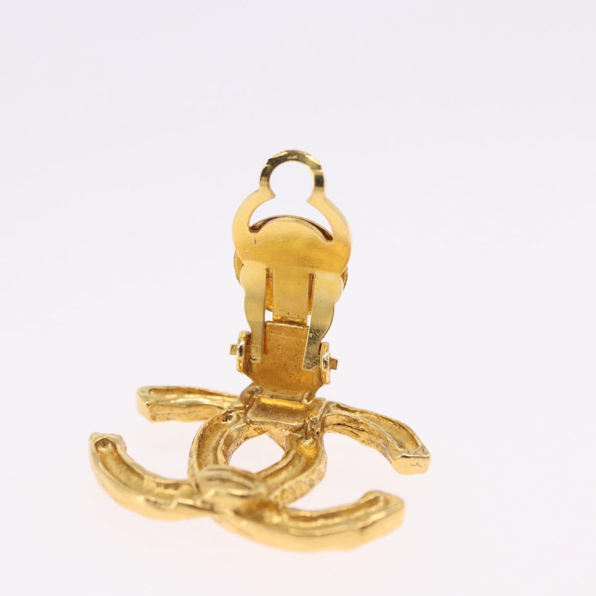 CHANEL Earring Metal Gold Tone CC Auth 197919M