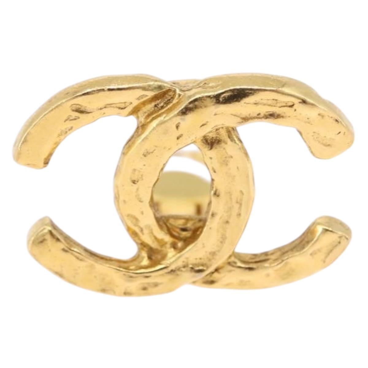 CHANEL Earring Metal Gold Tone CC Auth 197919M