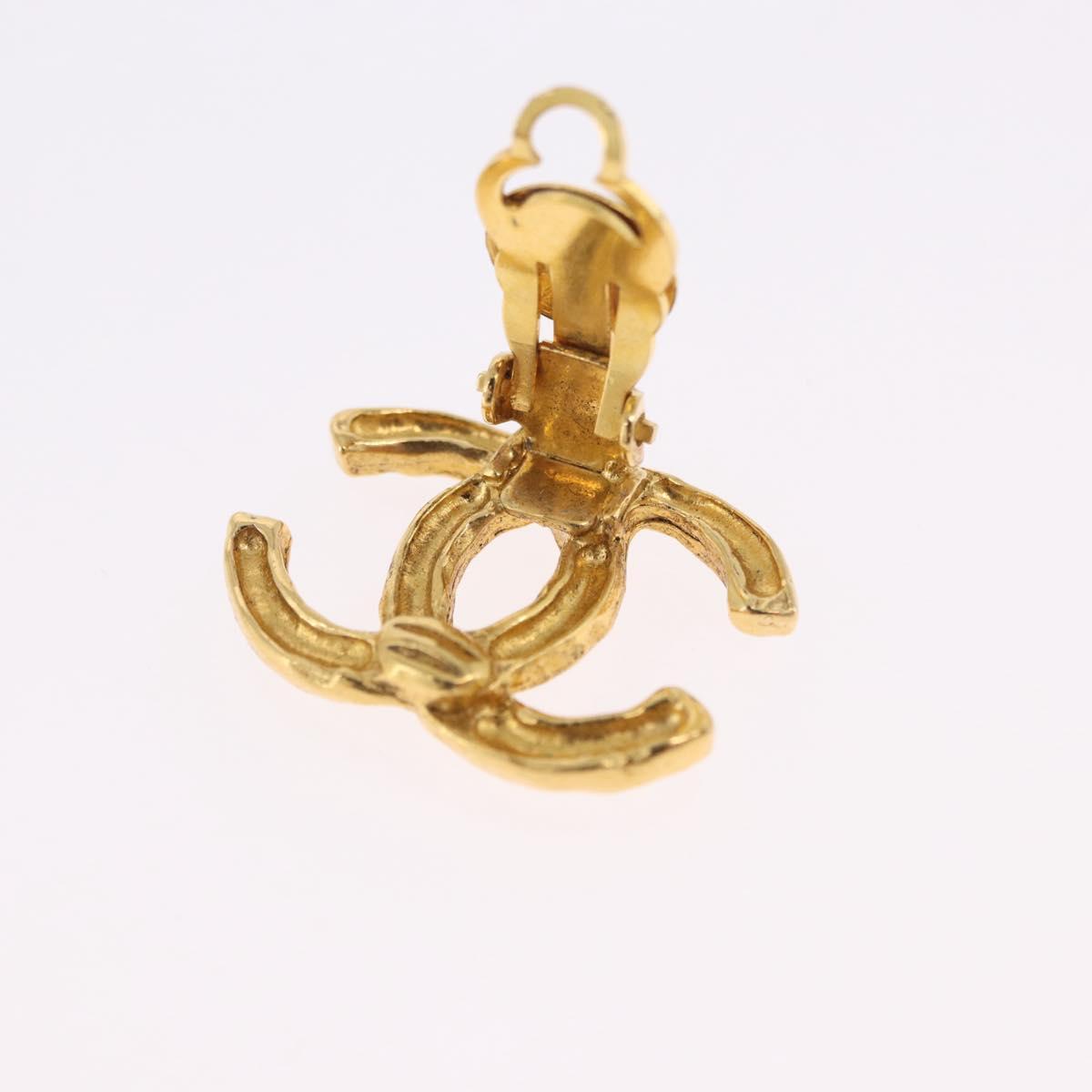 CHANEL Earring Metal Gold Tone CC Auth 197919M