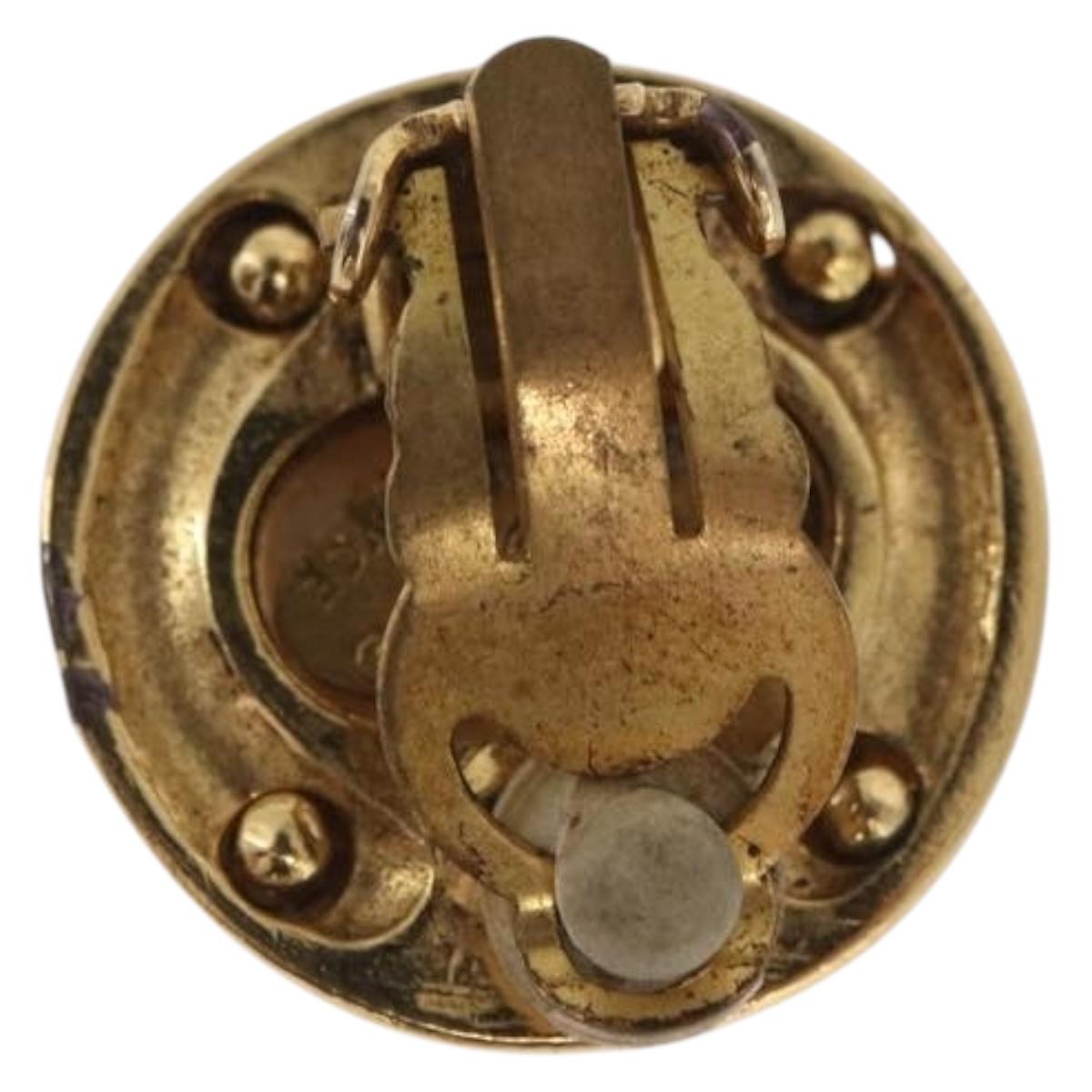 CHANEL Earring Metal Gold Tone CC Auth 197920