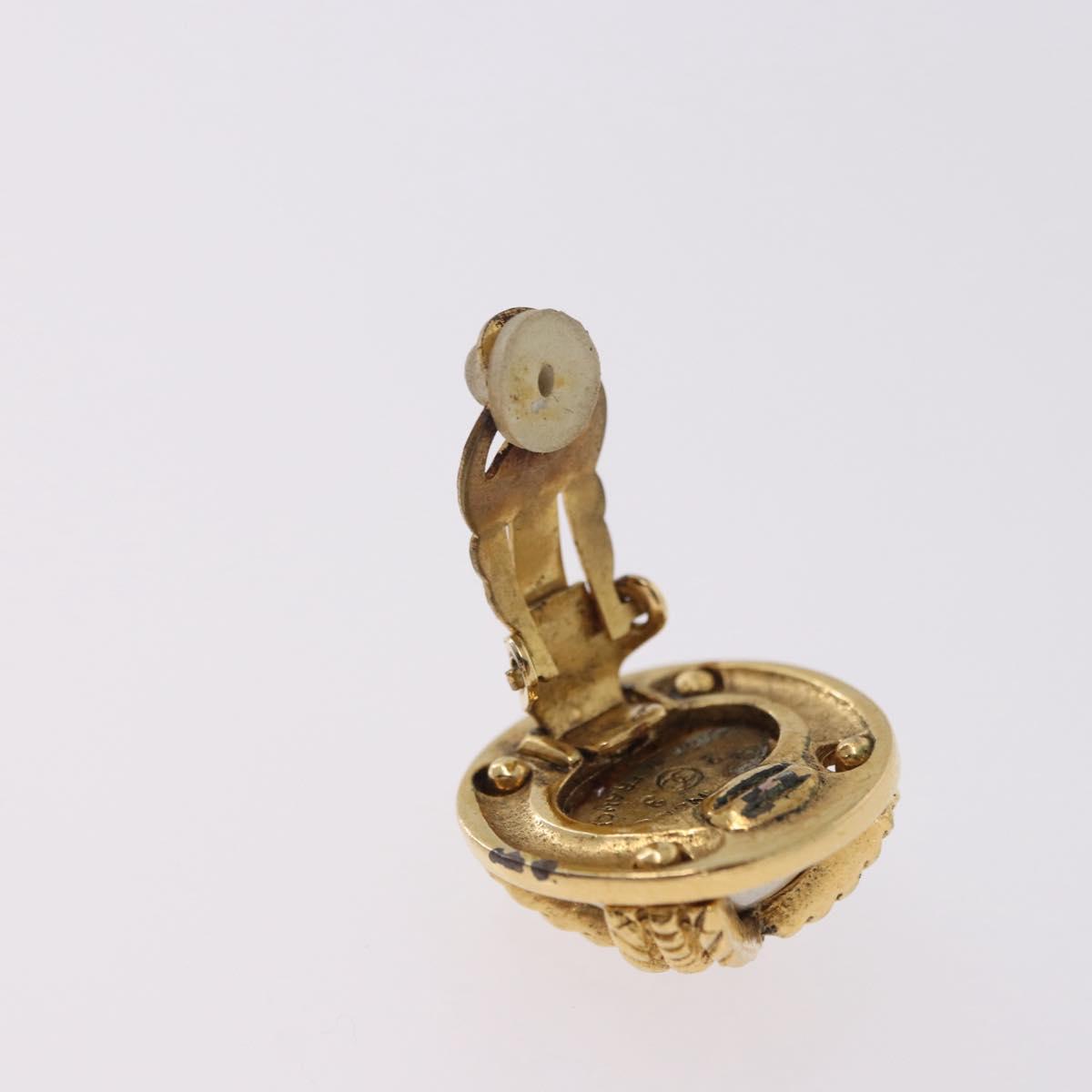CHANEL Earring Metal Gold Tone CC Auth 197920