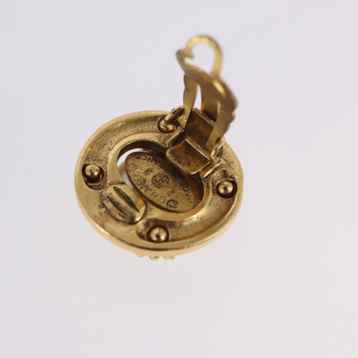 CHANEL Earring Metal Gold Tone CC Auth 197920