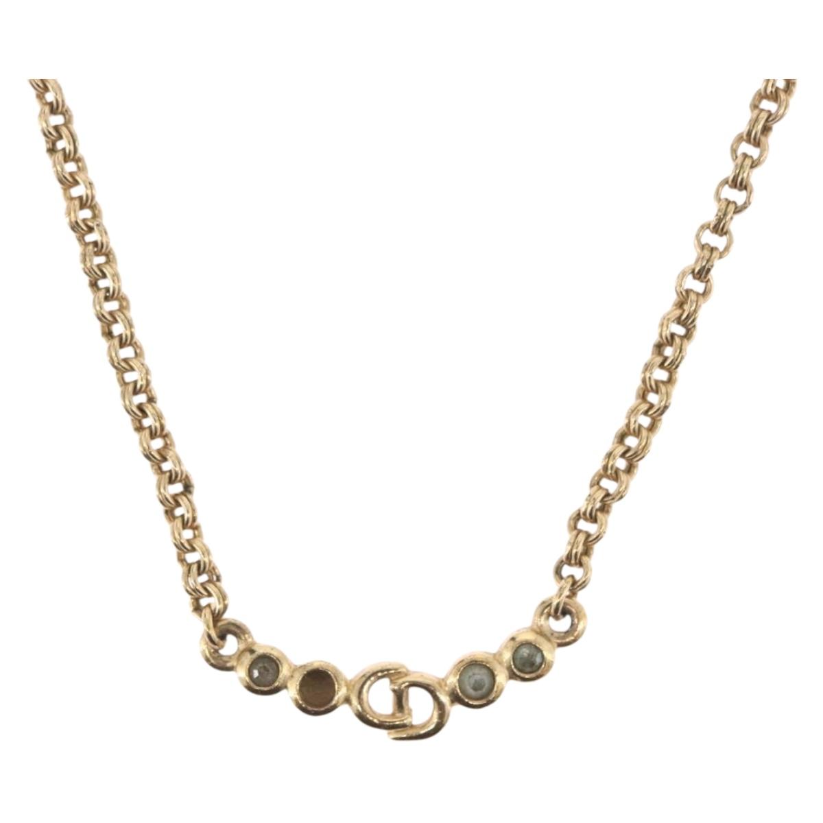 Christian Dior Necklace Metal Gold Tone Auth 197923