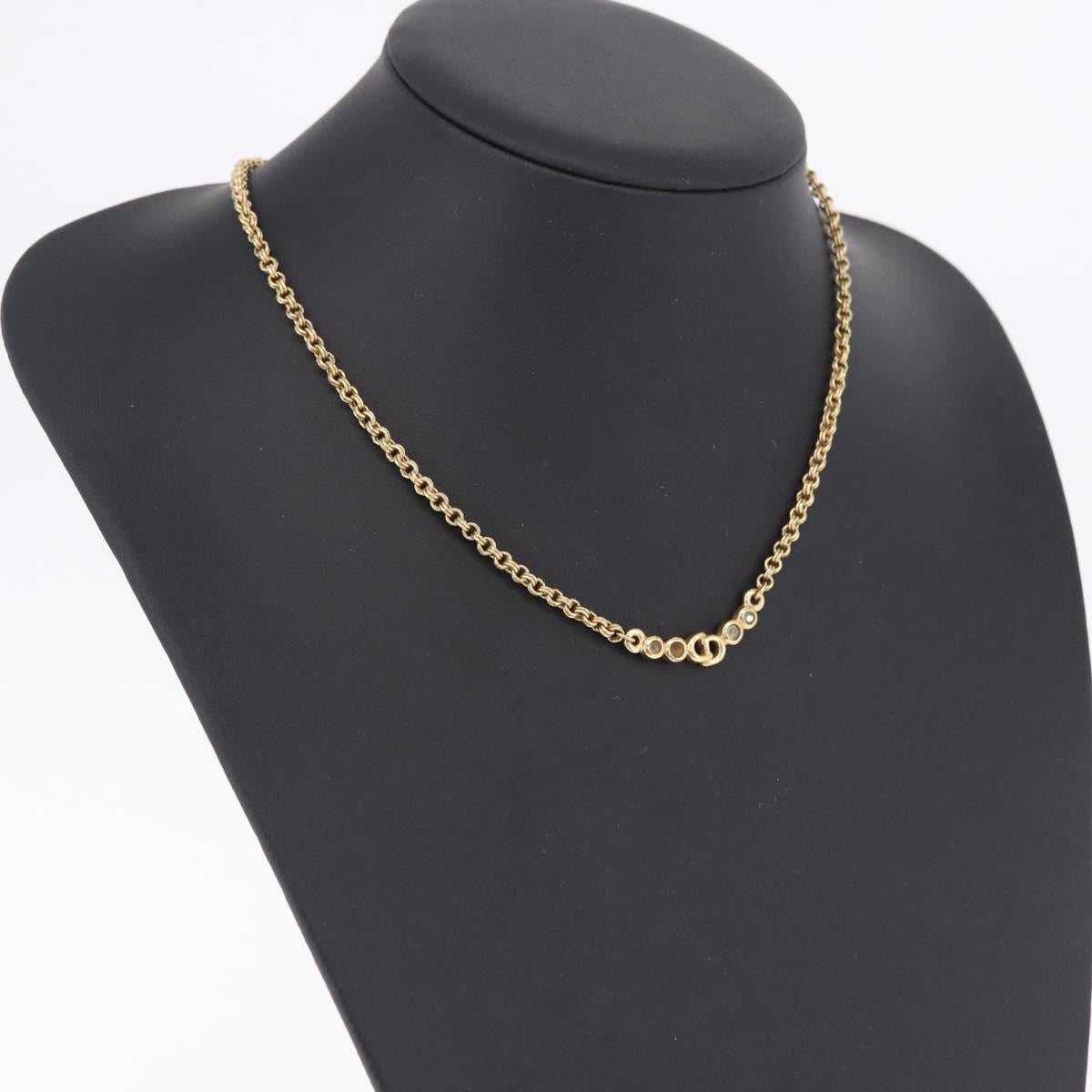 Christian Dior Necklace Metal Gold Tone Auth 197923