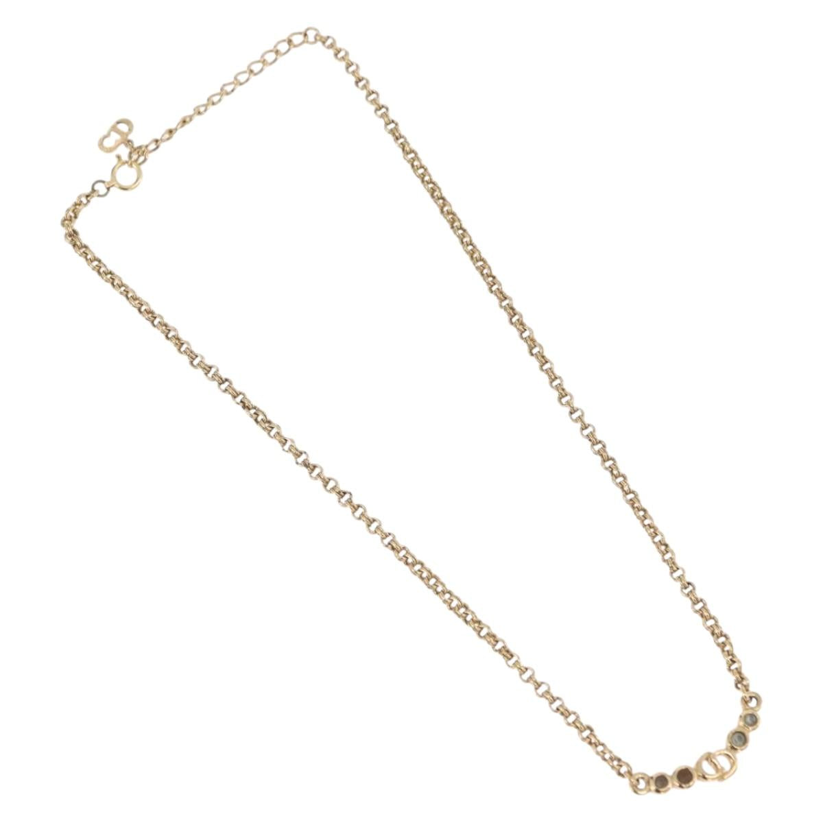 Christian Dior Necklace Metal Gold Tone Auth 197923
