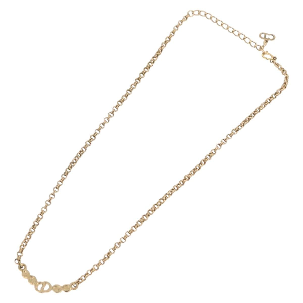 Christian Dior Necklace Metal Gold Tone Auth 197923