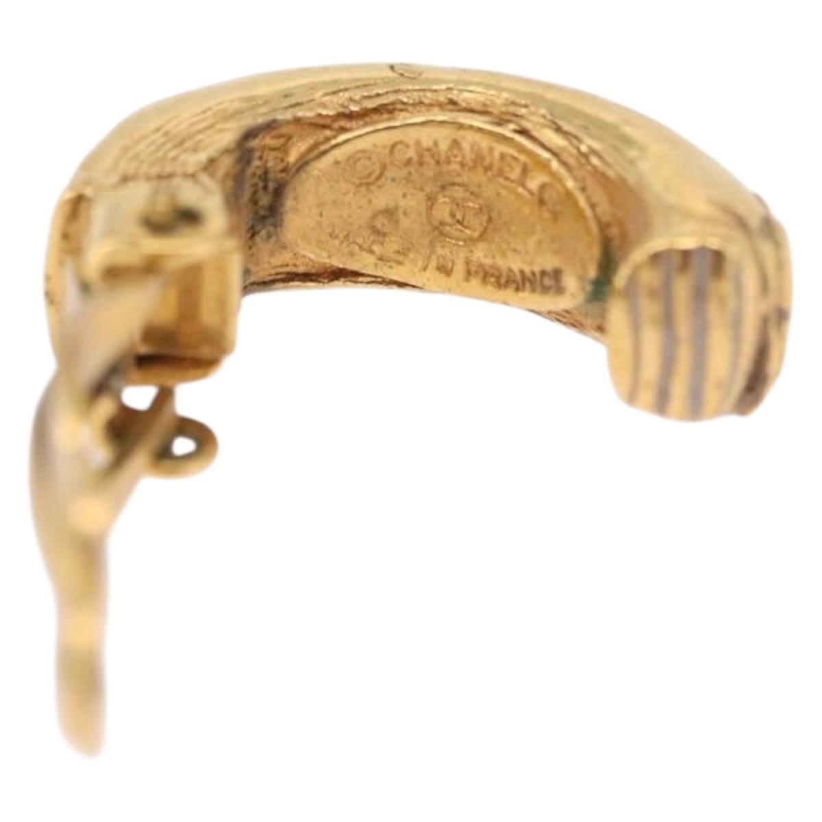 CHANEL Earring Metal Gold Tone CC Auth 197925